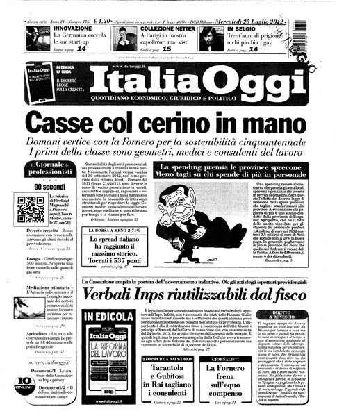 Italia oggi : quotidiano di economia finanza e politica